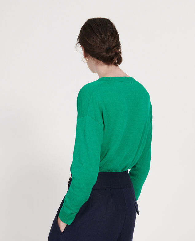 Jersey de lino y algodón bío Golf green