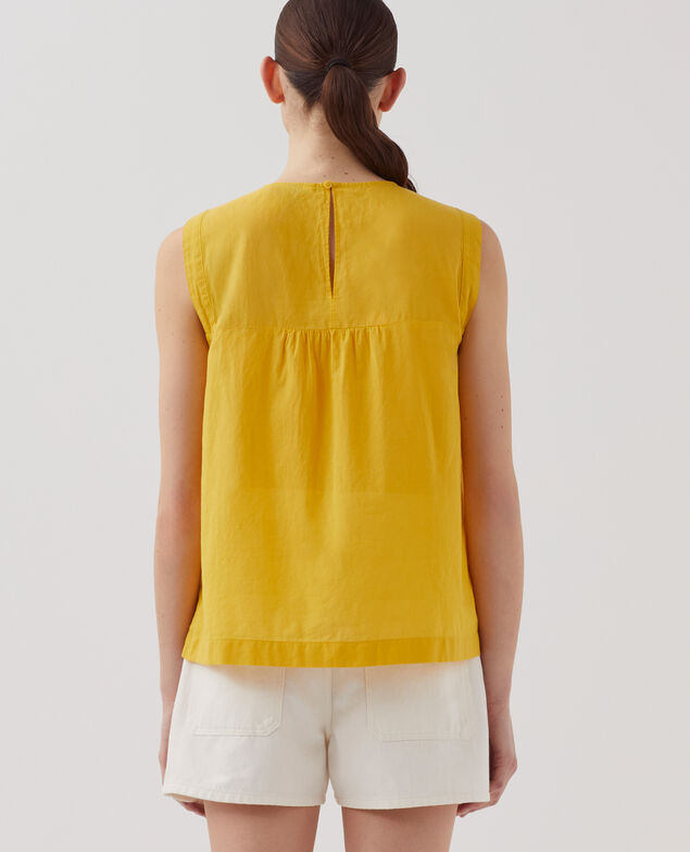 Top sin mangas de gasa de algodón J450 ceylon yellow