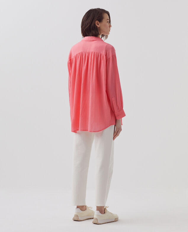 Blusa de algodón plisado H110 lantana