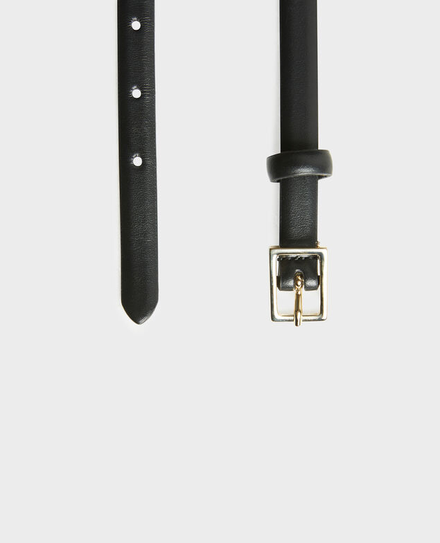  Cinturón fino de cuero con hebilla rectangular Black beauty