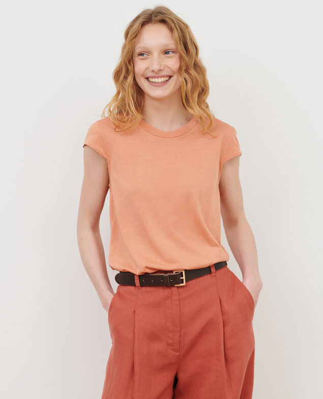 MANON - la camiseta con cuello redondo de algodón mezclado 37 brown