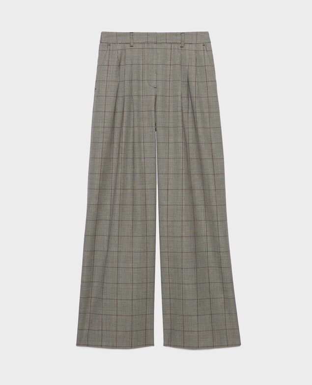 YVONNE - Pantalón amplio de lana A030 grey check 3wpa010w04