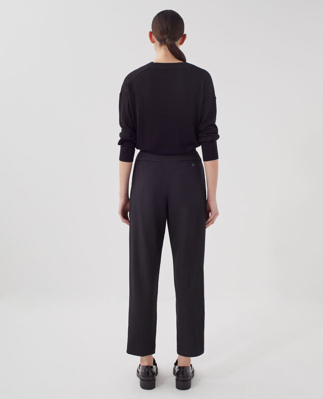 CAMILLE - Pantalón de lana con pinzas H091 black beauty