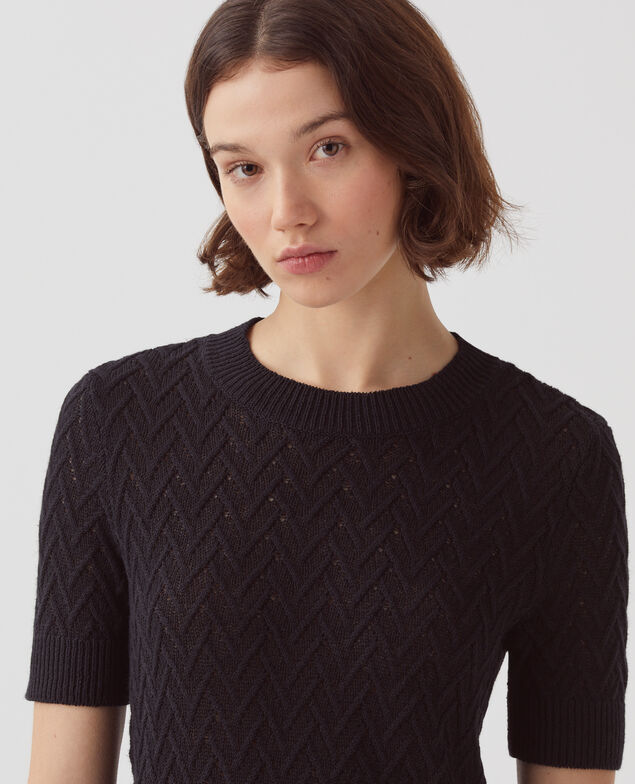 Jersey de lino con manga corta H091 black beauty
