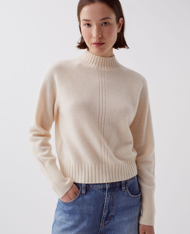 Jersey de cachemir con cuello alto I300 pearled ivory