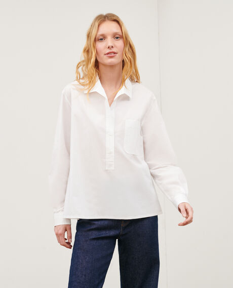 Camisa caftán amplia de algodón 0007 white 3sbl018c12