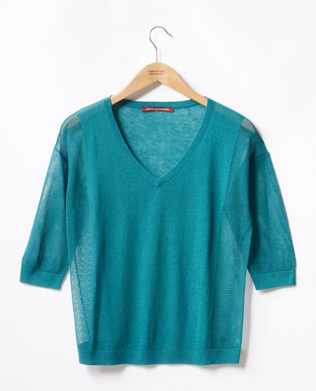 Jersey con detalles calados Pacific green
