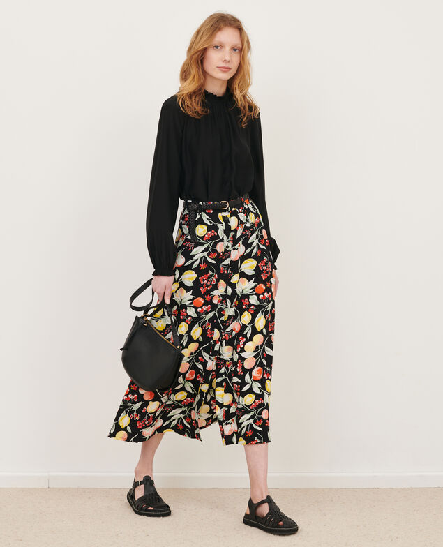 FRANCINE - Falda midi fluida 103 print black