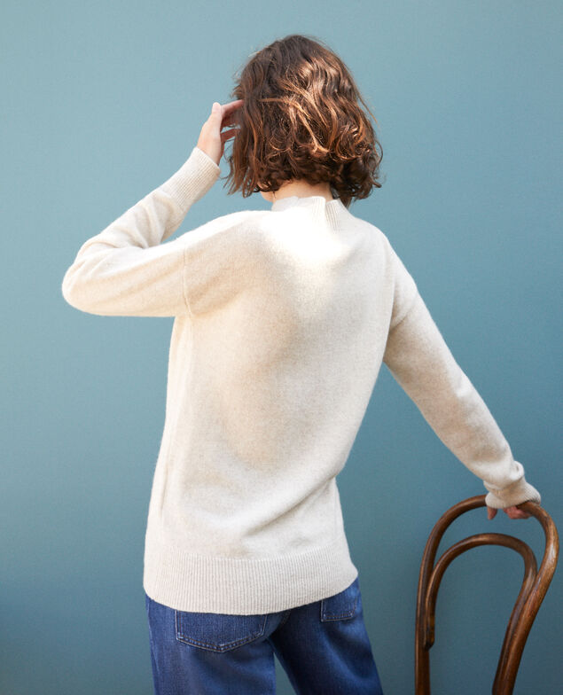 Jersey de cachemir con cuello subido  Beige