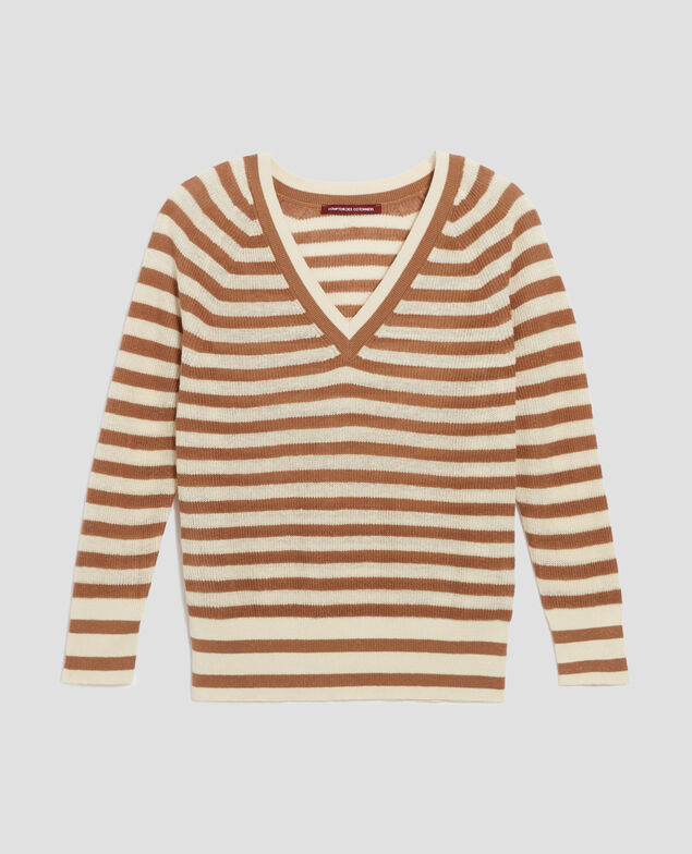 Jersey de lino con cuello de pico H321 thin gratinato
