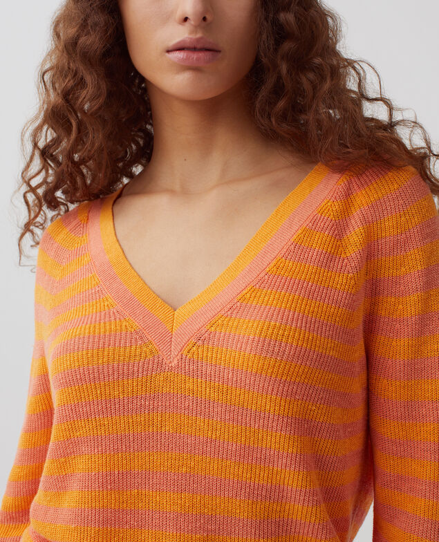 Jersey de lino con cuello de pico H231 thin sheen
