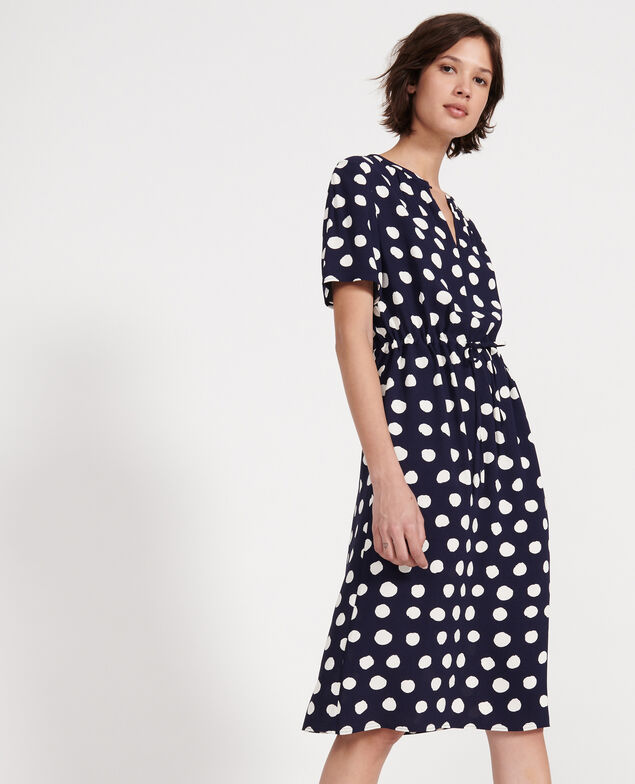Vestido recto y fluido Dots maritime blue