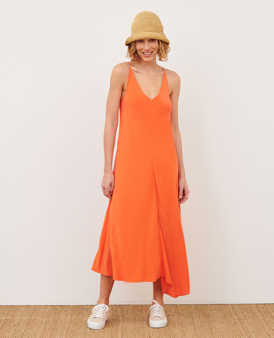 Vestido asimétrico fluido 0250 TIGER LILY ORANGE