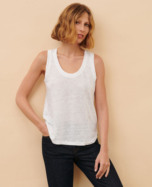 Camiseta sin mangas de lino 4235 optical white