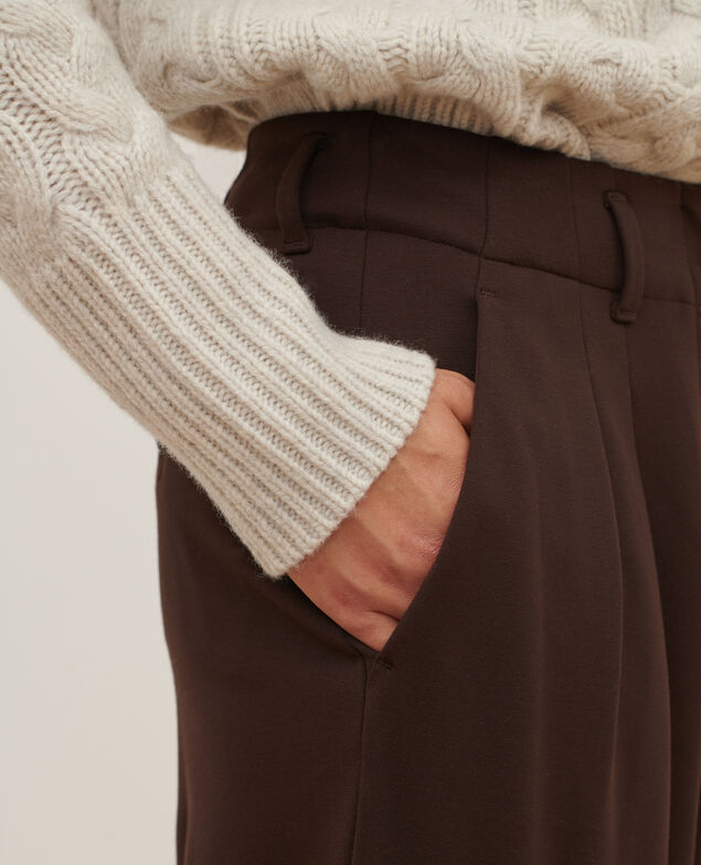 YVONNE - Pantalón amplio y fluido A371 solid brown coffee 3wpj003v08