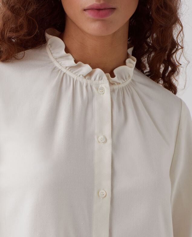 Blusa con cuello de volantes I012 papyrus creme