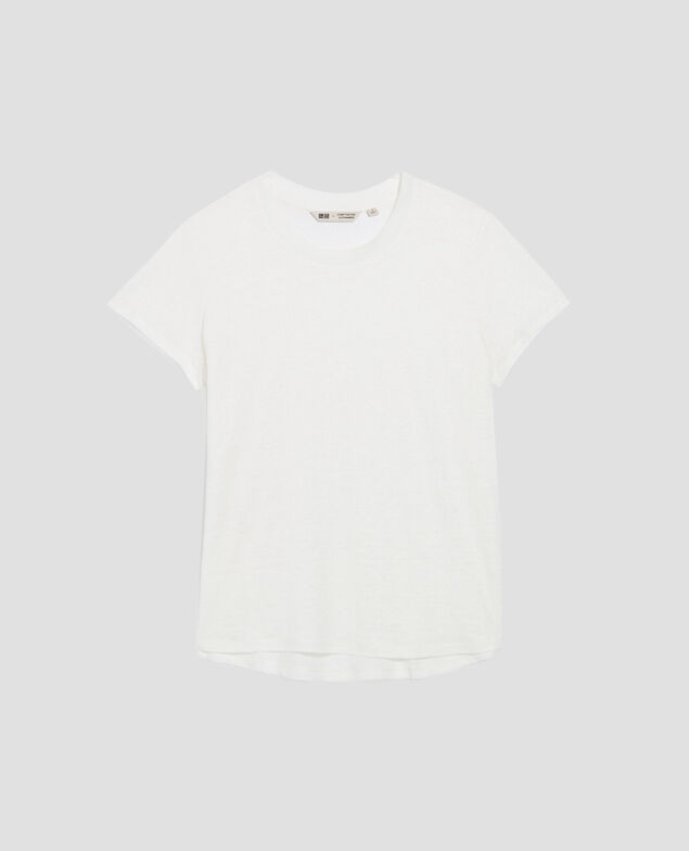 AMANDINE - Camiseta con cuello redondo de lino U010 off white