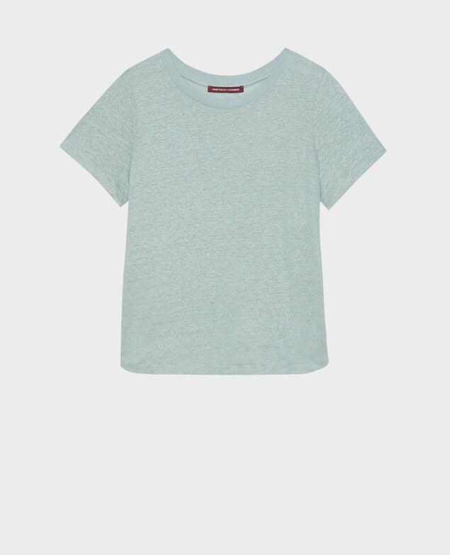AMANDINE - Camiseta con cuello redondo de lino 50 green