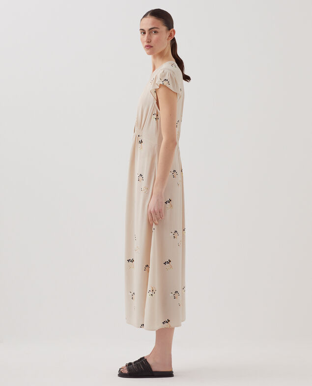 LUDIVINE - Vestido largo fluido J311 fl bouquet beige