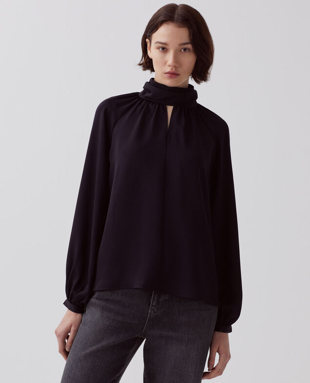 Blusa fluida tacto seda H091 black beauty