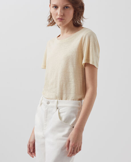 AMANDINE - Camiseta con cuello redondo de lino 0300 castle wall 2ste055f05