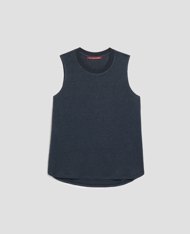 MARCELLE - Camiseta de lino sin mangas J690 blueberry