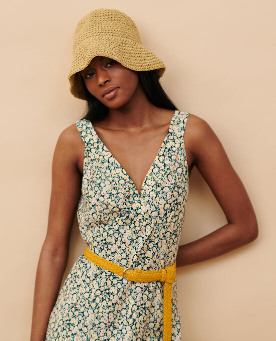 Vestido largo estampado 7302C 119 PRINT YELLOW