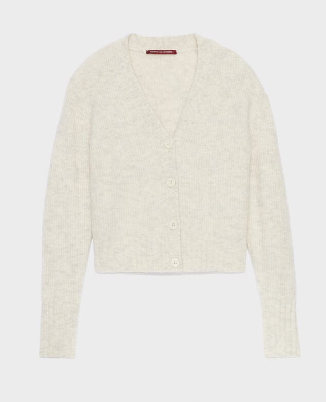 Cárdigan de alpaca mezclada A009 white knit