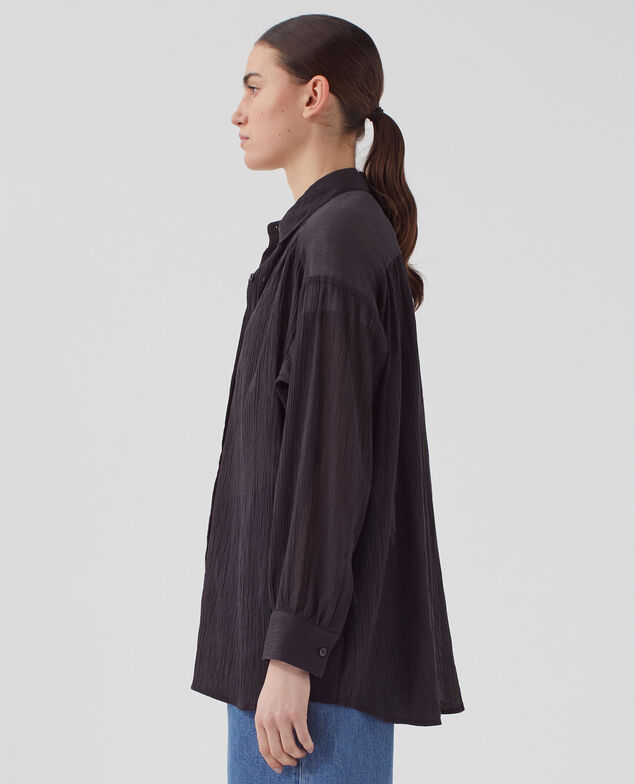 Blusa de algodón plisado H091 black beauty