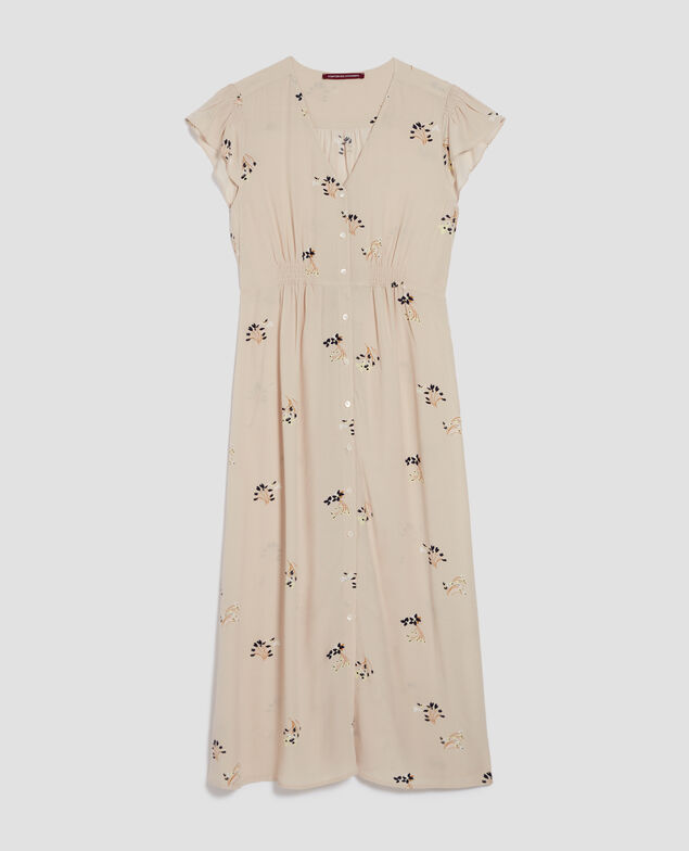 LUDIVINE - Vestido largo fluido J311 fl bouquet beige