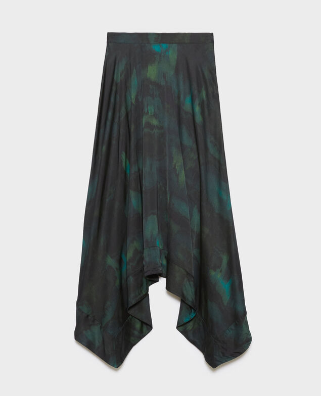 Falda larga fluida A581 print bolero green