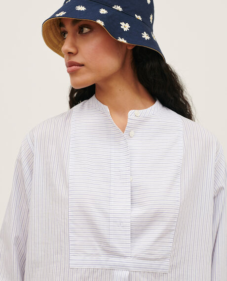 Camisa de algodón con bajo redondeado 0622 blue medium stripes 3ssh289c21