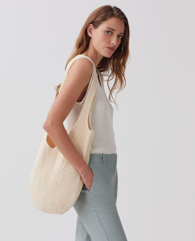 Bolso tote en crochet de algodón J300 natural