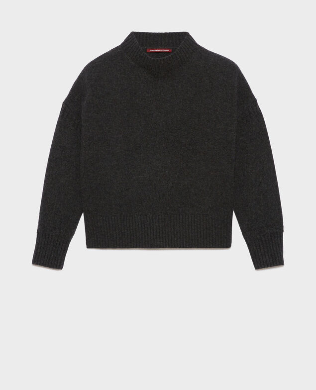 Jersey Cuello subido de lana merino A099 black chiné knit