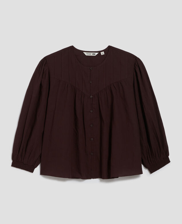 Blusa de gasa de algodón J790 chocolate plum
