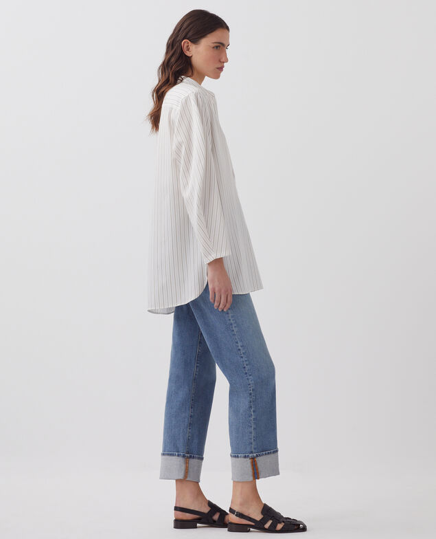 Camisa oversize de algodón satinado J011 st white kaki