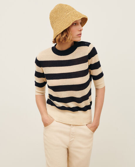 Jersey con manga corta de lino 0692 night_sky_stripes 3sju093l01