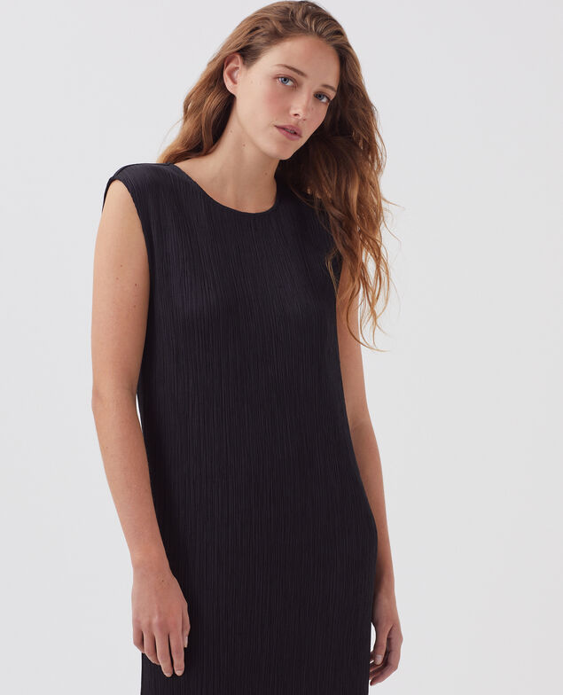 - Vestido largo con textura sin mangas H091 black beauty