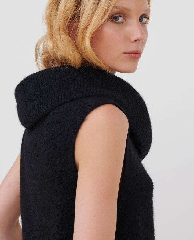 Chaleco de alpaca mezclada A092 black knit