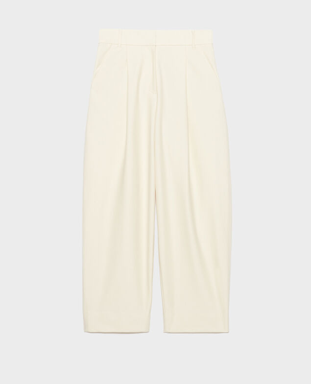 PEGGY - Pantalón carrot de sarga con punto jersey 4142 ecru 3spj020p04