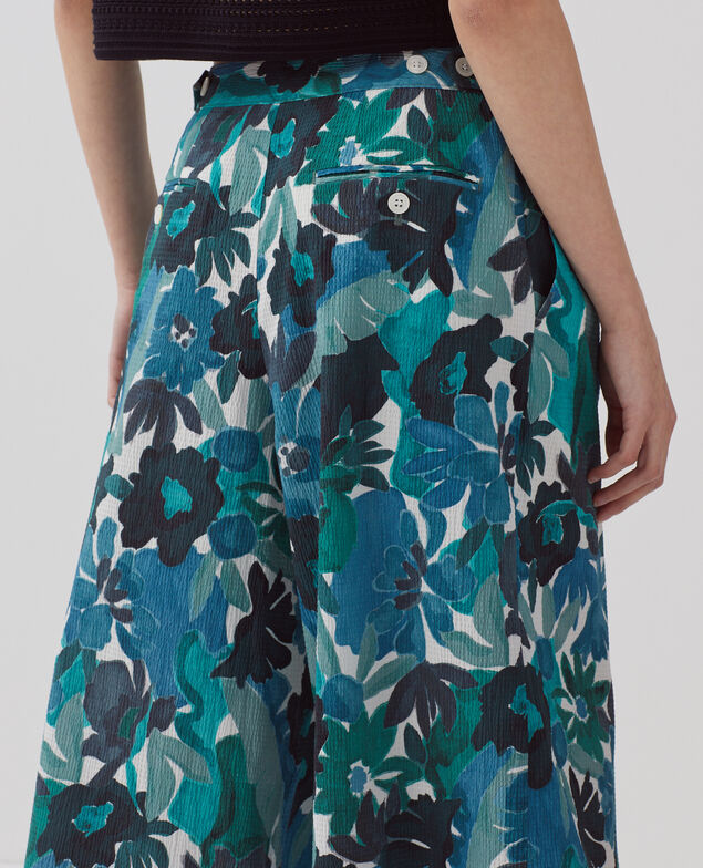YVONNE - Pantalón amplio de algodón 0522 palmeraie green