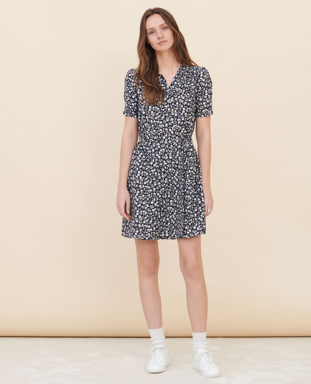Vestido con escote cruzado 96 print navy