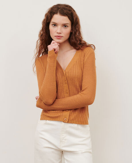 Cárdigan de lino 0320 almond brown 3sca115l01