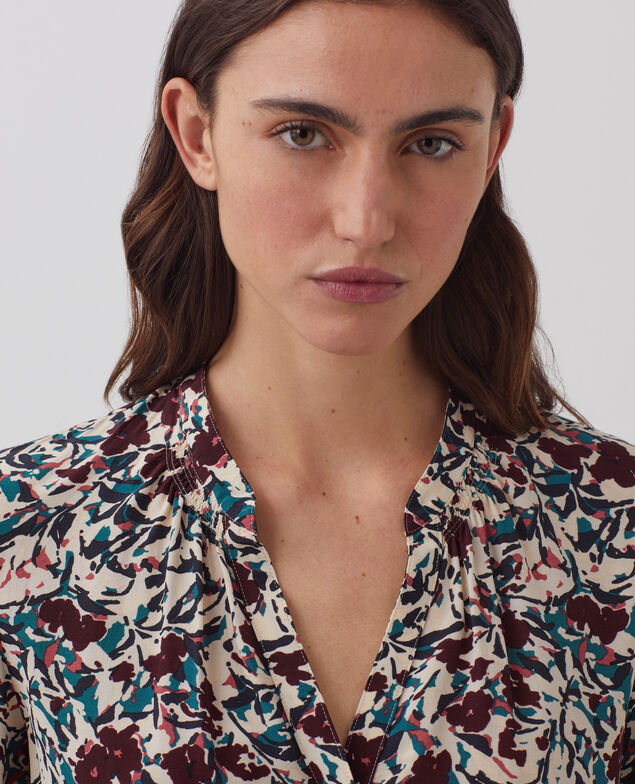 Camisa de manga larga fluida J751 leaf burgundy