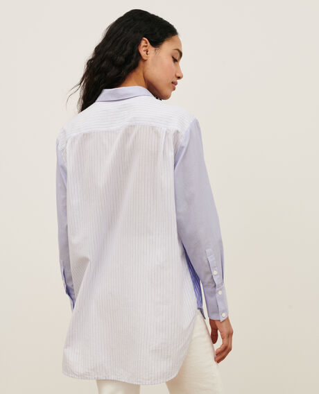 Camisa de algodón con bajo redondeado 0622 blue medium stripes 3ssh038c21