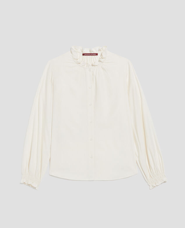 Blusa con cuello de volantes I012 papyrus creme
