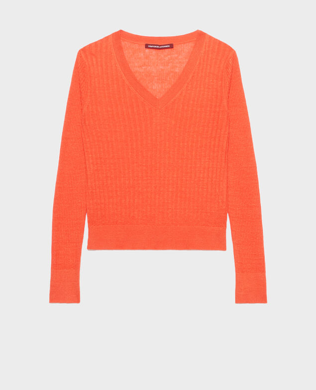 Jersey con textura de lino 0250 tiger lily orange 3sju191l01