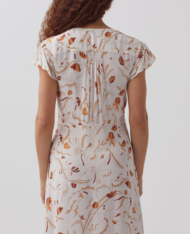 LUDIVINE - Vestido estampado fluido H302 delicate fl natural