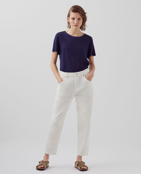 AMANDINE - Camiseta con cuello redondo de lino 68 blue 2ste055f05