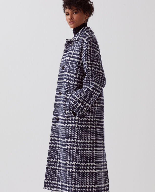 Abrigo largo I681 houndstooth ble